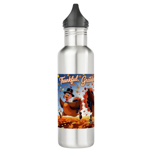 Elegante Happy Thanksgiving Turkije Waterfles (Links)