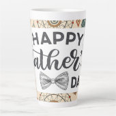Elegante Happy Vaderdag Typografie met Bow Stropda Latte Mok (Voorkant)