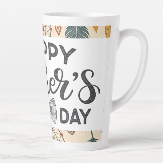 Elegante Happy Vaderdag Typografie met Bow Stropda Latte Mok (Rechts)