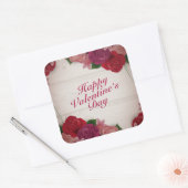 Elegante Happy Valentijnsdag Rozen Lijst Sticker (Envelop)