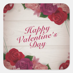 Elegante Happy Valentijnsdag Rozen Lijst Sticker