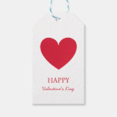 Elegante Happy Valentine's Day Red Heart op wit Cadeaulabel (Voorkant)