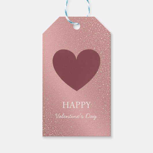 Elegante Happy Valentine's Day Roos Gold Glitter Cadeaulabel (Voorkant)