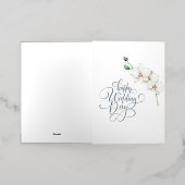 Elegante Happy Wedding Day Floral Gefeliciteerd Folie Wenskaart (Buiten Laag)