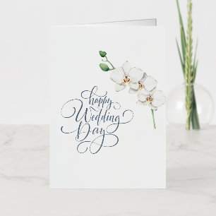 Elegante Happy Wedding Day Floral Gefeliciteerd Folie Wenskaart