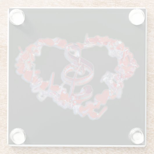 Elegante harmonie: liefde hart muziek symbool glazen onderzetter (Achterkant)