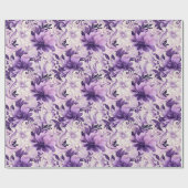Elegante harmonie: Violet en witte bloemen Cadeaupapier (Vlak)