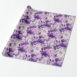 Elegante harmonie: Violet en witte bloemen Cadeaupapier