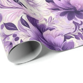 Elegante harmonie: Violet en witte bloemen Cadeaupapier (Rol Hoek)