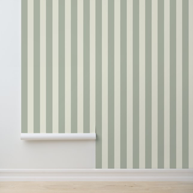Elegante harmonieuze salie groene witte streep behang (Applicatie)