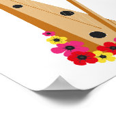 Elegante harp bloemen poster (Hoek)