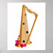 Elegante harp bloemen poster (Voorkant)