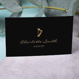 Elegante harp goud & zwart professionele muzikant visitekaartje