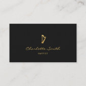 Elegante harp goud & zwart professionele muzikant visitekaartje (Voorkant)