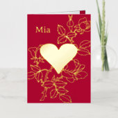 Elegante Hart Bloem Gepersonaliseerde Folie Kaart (Voorkant)