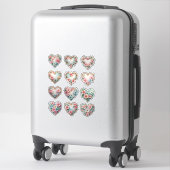 Elegante Hart Bloemen Stickerblad Sticker (Koffer)