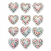 Elegante Hart Bloemen Stickerblad Sticker (Voorkant)