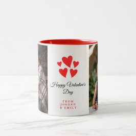 Elegante Hart Gelukkige Valentijnsdag Foto Tweekleurige Koffiemok