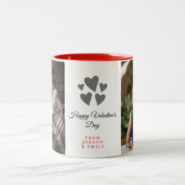 Elegante Hart Gelukkige Valentijnsdag Foto Tweekleurige Koffiemok