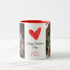 Elegante Hart Gelukkige Valentijnsdag Foto Tweekleurige Koffiemok