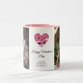 Elegante Hart Gelukkige Valentijnsdag Foto Tweekleurige Koffiemok