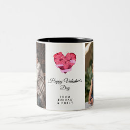 Elegante Hart Gelukkige Valentijnsdag Foto Tweekleurige Koffiemok