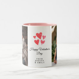 Elegante Hart Gelukkige Valentijnsdag Foto Tweekleurige Koffiemok
