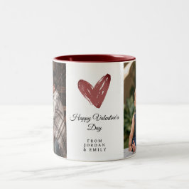 Elegante Hart Gelukkige Valentijnsdag Foto Tweekleurige Koffiemok