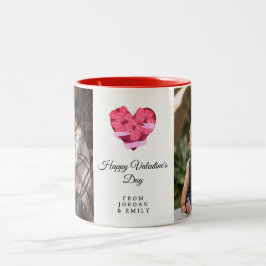 Elegante Hart Gelukkige Valentijnsdag Foto Tweekleurige Koffiemok