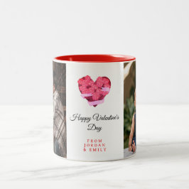 Elegante Hart Gelukkige Valentijnsdag Foto Tweekleurige Koffiemok