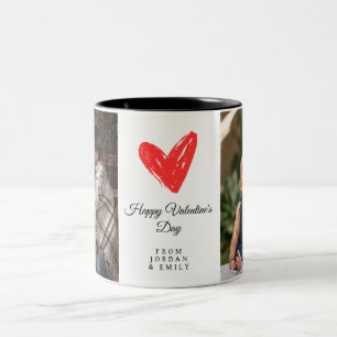 Elegante Hart Gelukkige Valentijnsdag Foto Tweekleurige Koffiemok