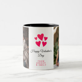 Elegante Hart Gelukkige Valentijnsdag Foto Tweekleurige Koffiemok