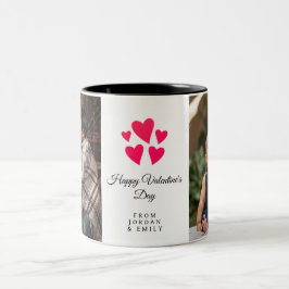 Elegante Hart Gelukkige Valentijnsdag Foto Tweekleurige Koffiemok