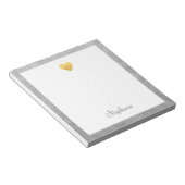 Elegante Hart Goud Folie Moderne Script Persoonlij Notitieblok (Schuin)