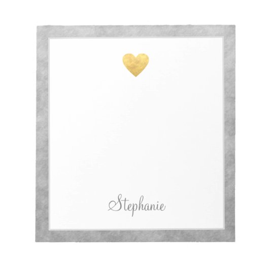 Elegante Hart Goud Folie Moderne Script Persoonlij Notitieblok (Voorkant)