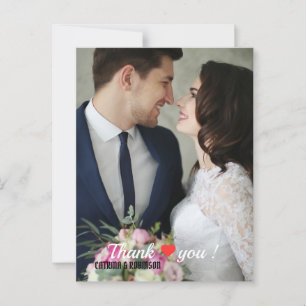 Elegante Hart Huwelijksfoto Briefkaart