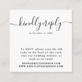 Elegante Hart Kalligrafie QR Code Bruiloft RSVP Informatiekaartje