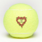 Elegante hart krans van rode rozen bladeren tennisballen (Voorkant)