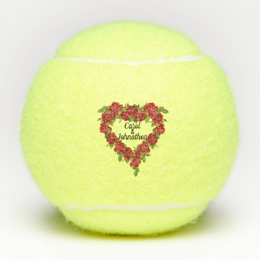 Elegante hart krans van rode rozen bladeren tennisballen (Voorkant)