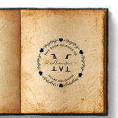 Elegante hart Monogram Krans Boek Eigenaar Rubberstempel