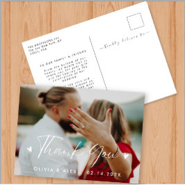 Elegante Hart Script Bruiloft Foto Bedankt  Briefkaart