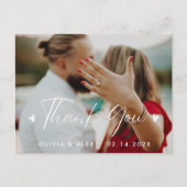 Elegante Hart Script Bruiloft Foto Bedankt  Briefkaart (Voorkant)