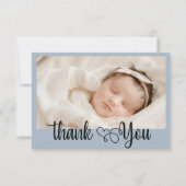 Elegante Hart Script Foto Baby Shower Bedankt (Voorkant)