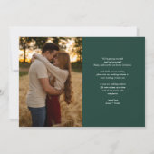 Elegante Hart Script Foto Bruiloft Smaragdgroen Save The Date (Achterkant)