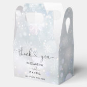 Elegante Hart Script Winter Sneeuwvlokken Bruiloft Bedankdoosjes (Geopend)