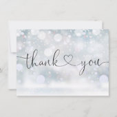 Elegante Hart Script Wintervlokken Bedankkaart (Voorkant)