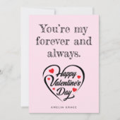 Elegante Hart Typografie Zachte Roze Valentijnsdag Feestdagenkaart (Voorkant)