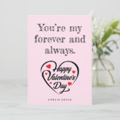 Elegante Hart Typografie Zachte Roze Valentijnsdag Feestdagenkaart (Staand voorkant)