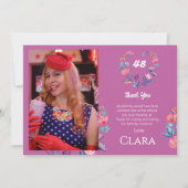 Elegante hart waterverf bloemenverjaardag bedankt kaart (Voorkant)