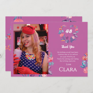 Elegante hart waterverf bloemenverjaardag bedankt kaart